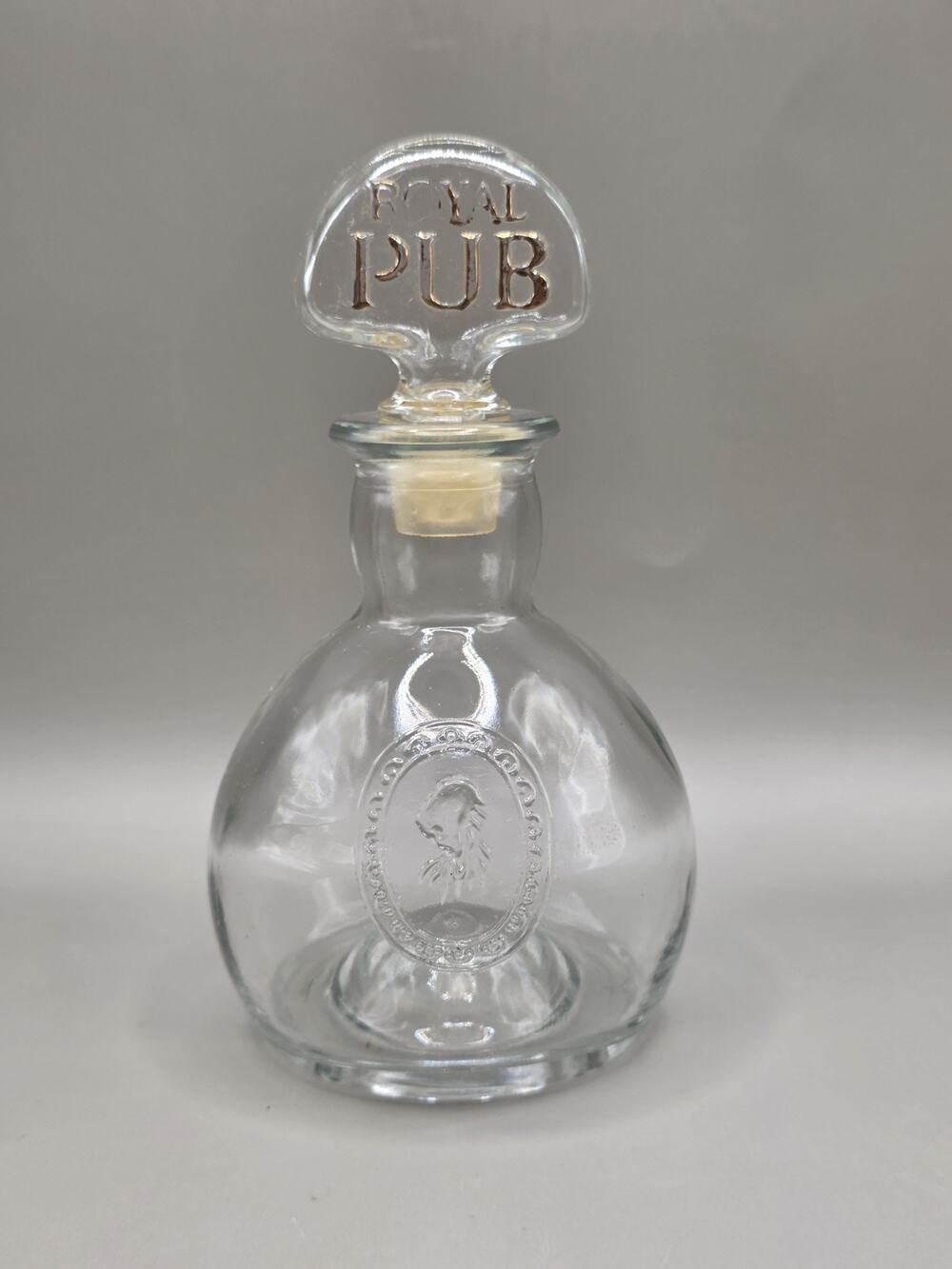 Vintage Revlon Royal Pub Cologne Bottle Glass Crown Stopper Lion Crest Empty